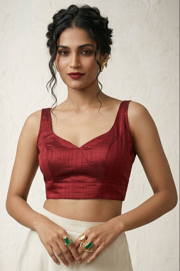 The Maroon Sweetheart Designer Silk Blouse