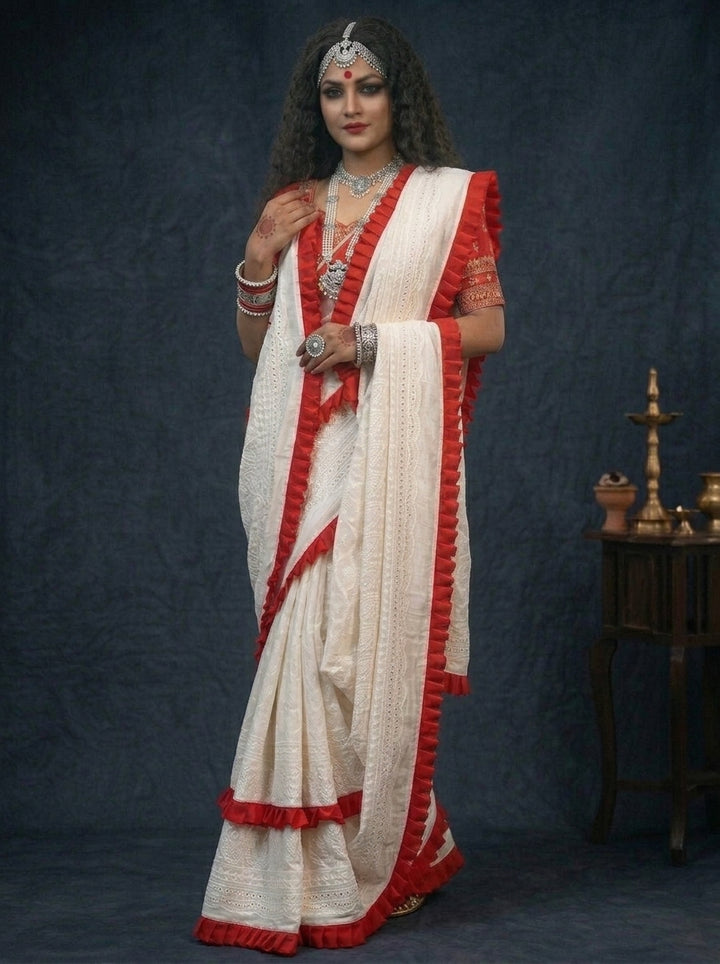 Durgatinashini Hakoba Designer Saree(Off White)