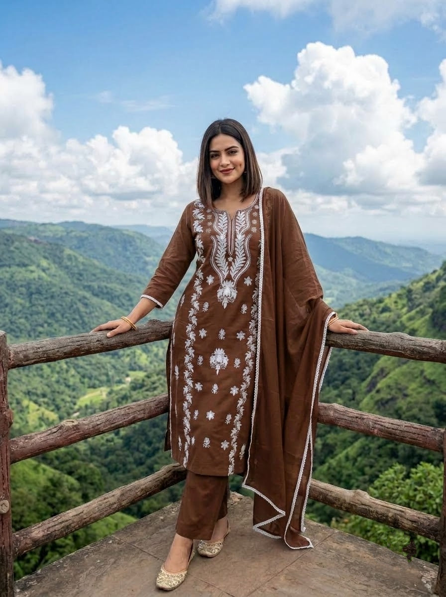 The One and Only - Chikankari Embroidered Cotton Kurti Set