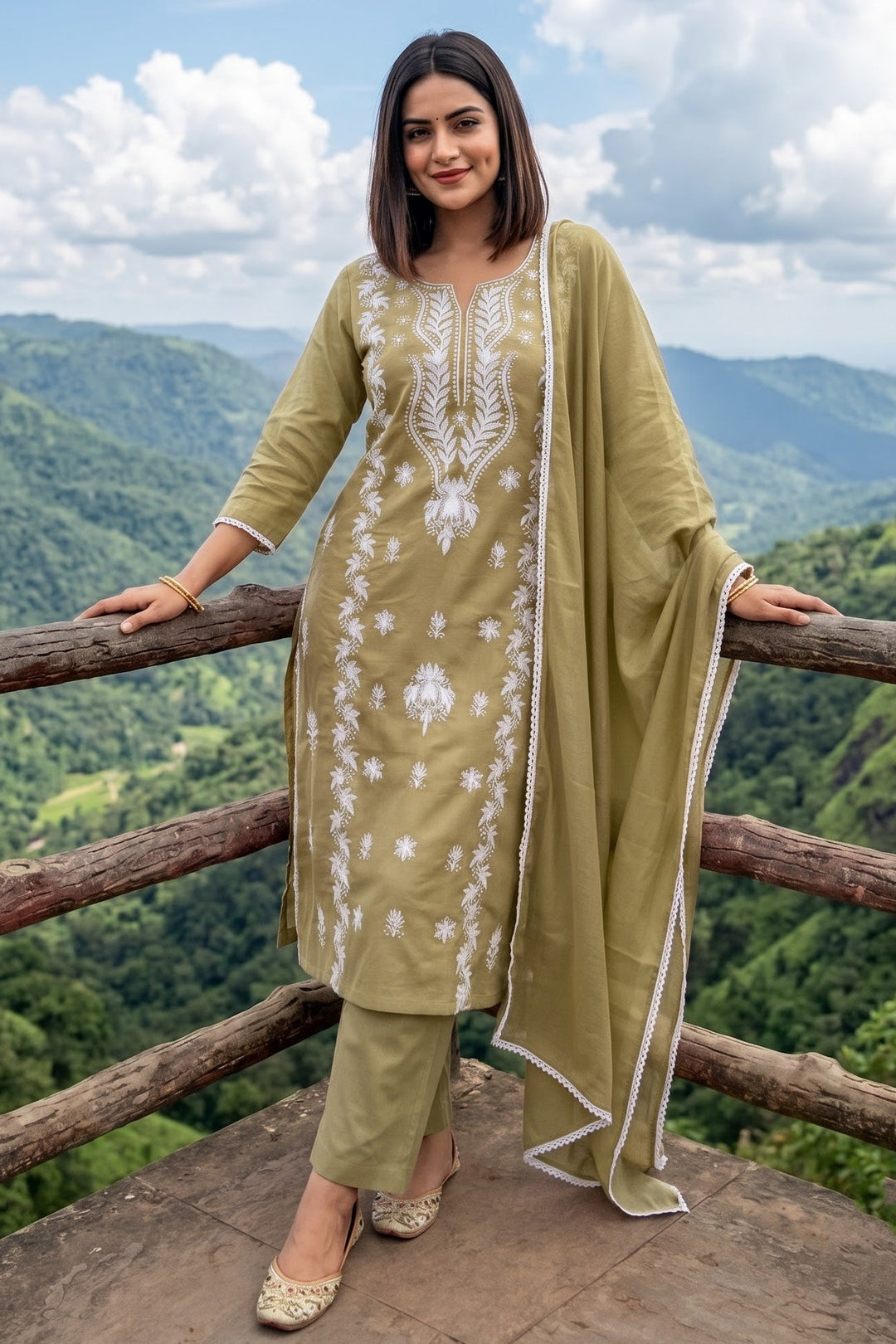 The One and Only - Chikankari Embroidered Cotton Kurti Set