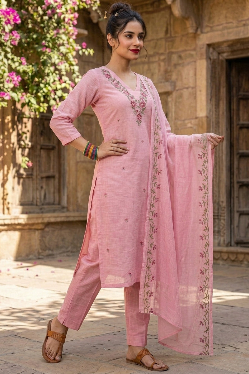 Touch of Pink Kota Doriya Kurti Set