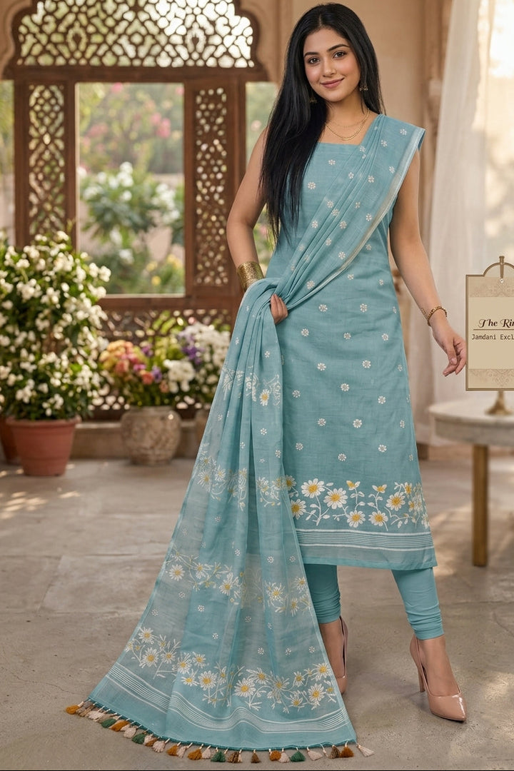 Krishnakoli Cotton Silk Unstitched Dress Material (Kurti Piece and Dupatta)