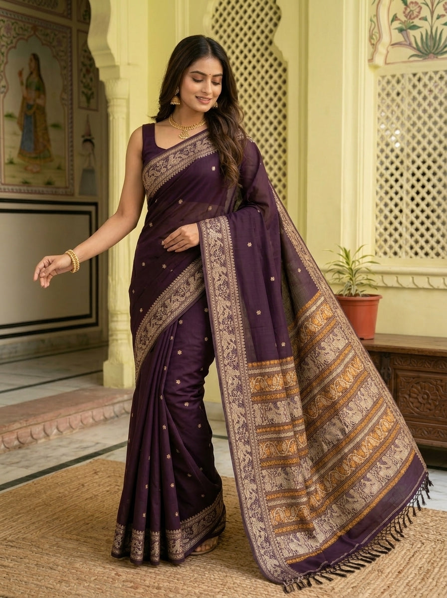 Ethereal Epics Cotton Baluchari Saree