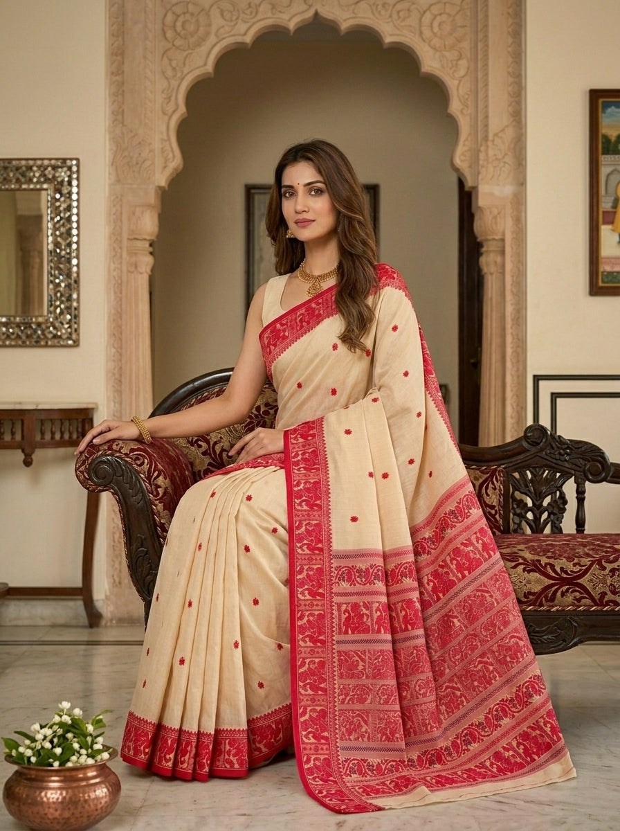 Ethereal Epics Cotton Baluchari Saree
