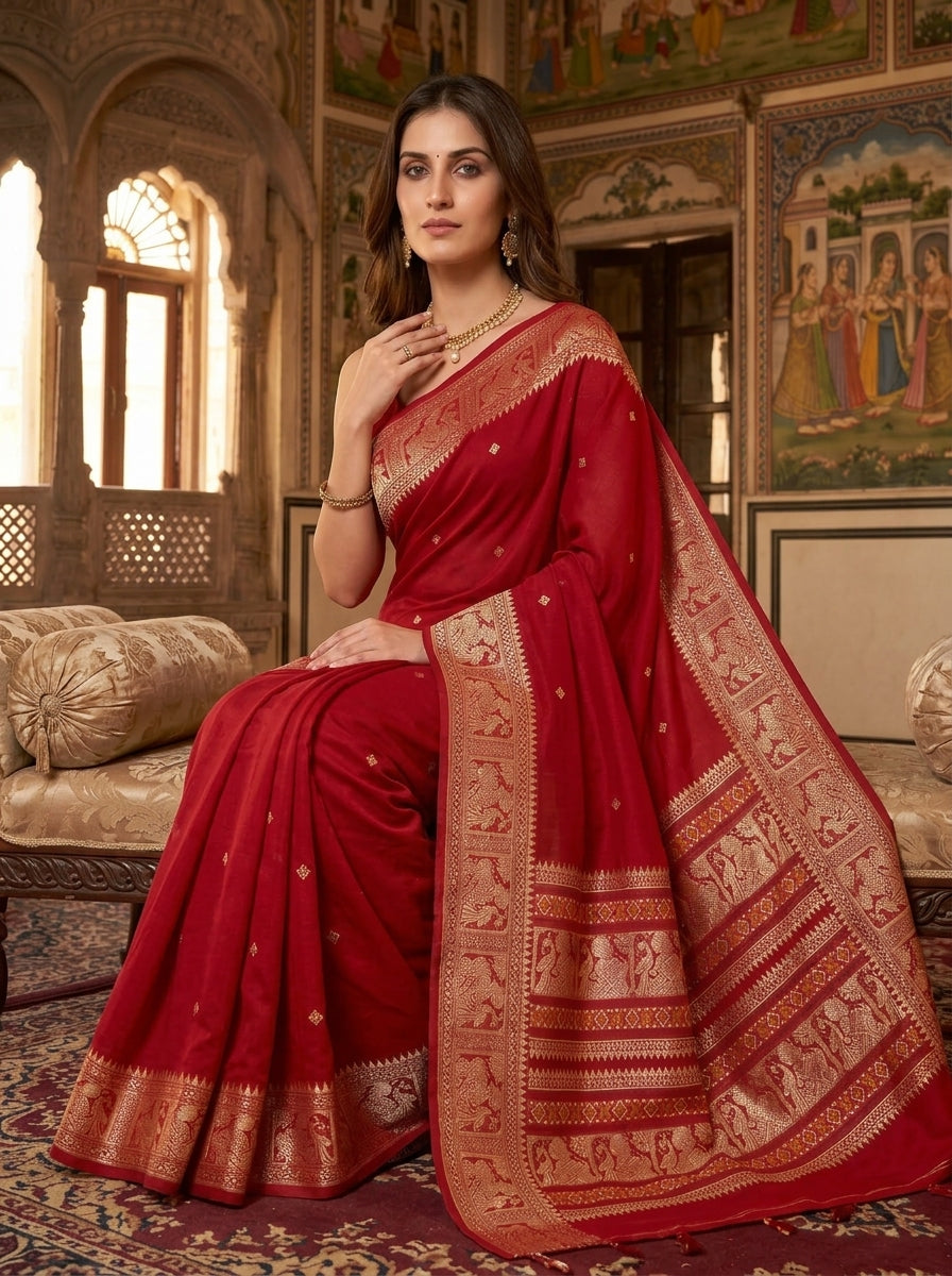 Ethereal Epics Cotton Baluchari Saree