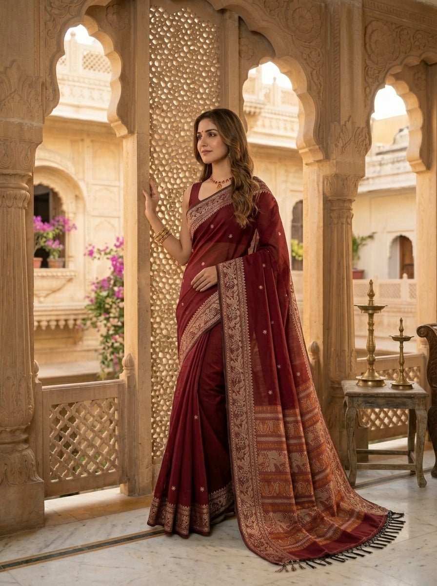 Ethereal Epics Cotton Baluchari Saree