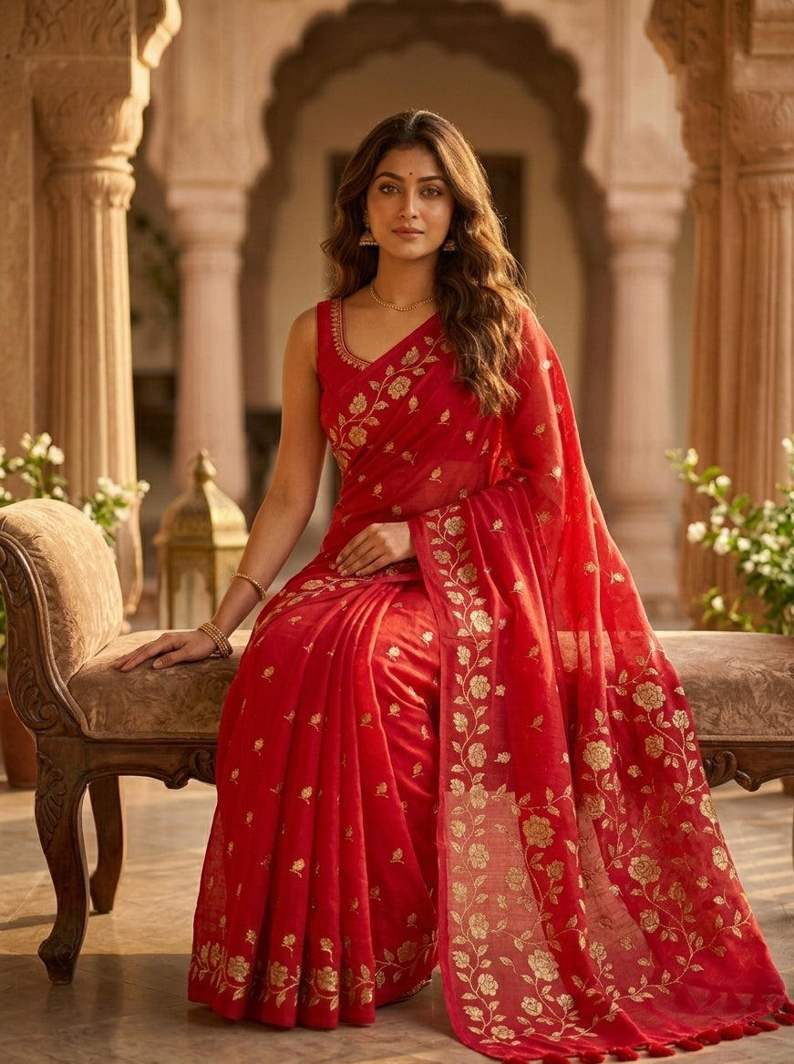 Pushpakunj Pure Mul Cotton Saree
