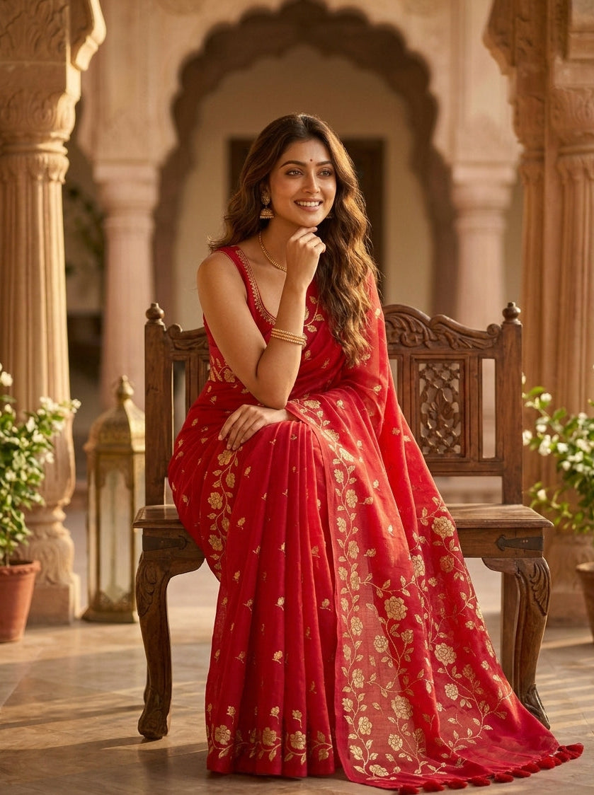 Pushpakunj Pure Mul Cotton Saree