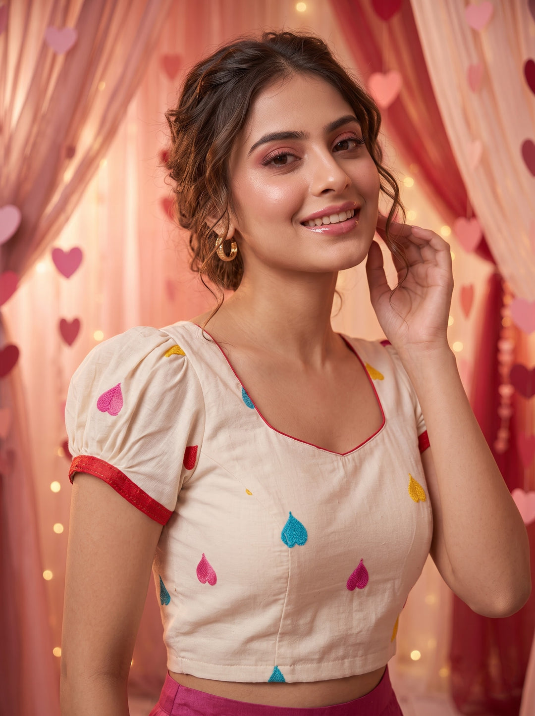 Lovey Dovey- Heart Embroidery Designer Blouse