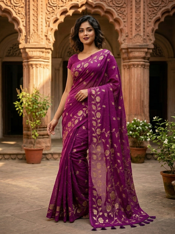 Pushpakunj Pure Mul Cotton Saree