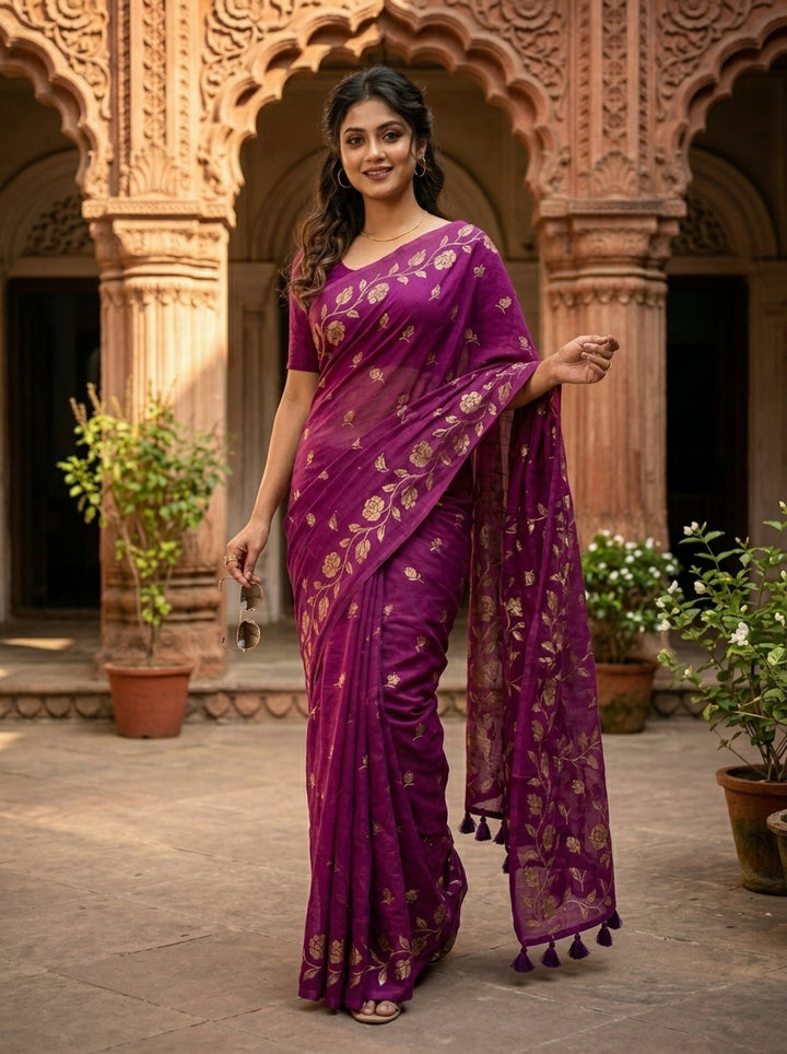 Pushpakunj Pure Mul Cotton Saree