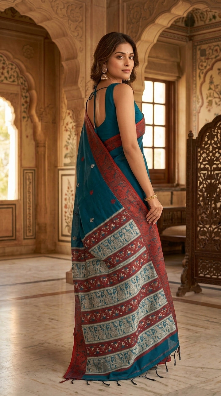 Ethereal Epics Cotton Baluchari Saree