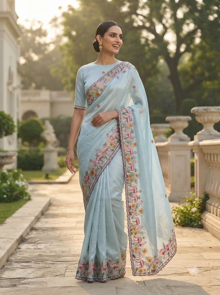 Symphony of Feathers Satin Silk Saree