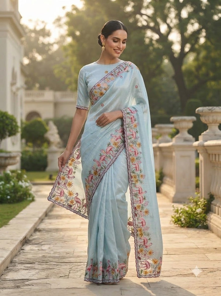 Symphony of Feathers Satin Silk Saree