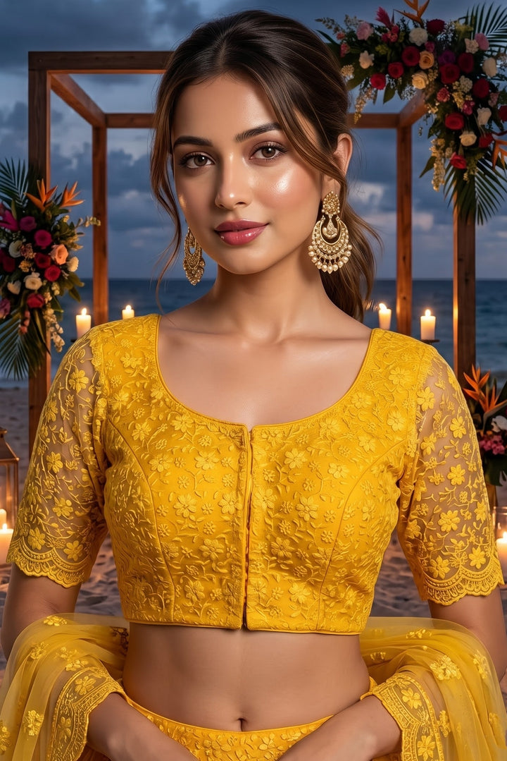 Enchanted Bloom Heritage Net Chikankari Blouse