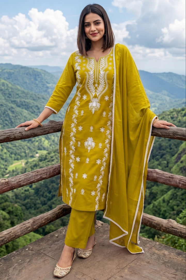 The One and Only - Chikankari Embroidered Cotton Kurti Set