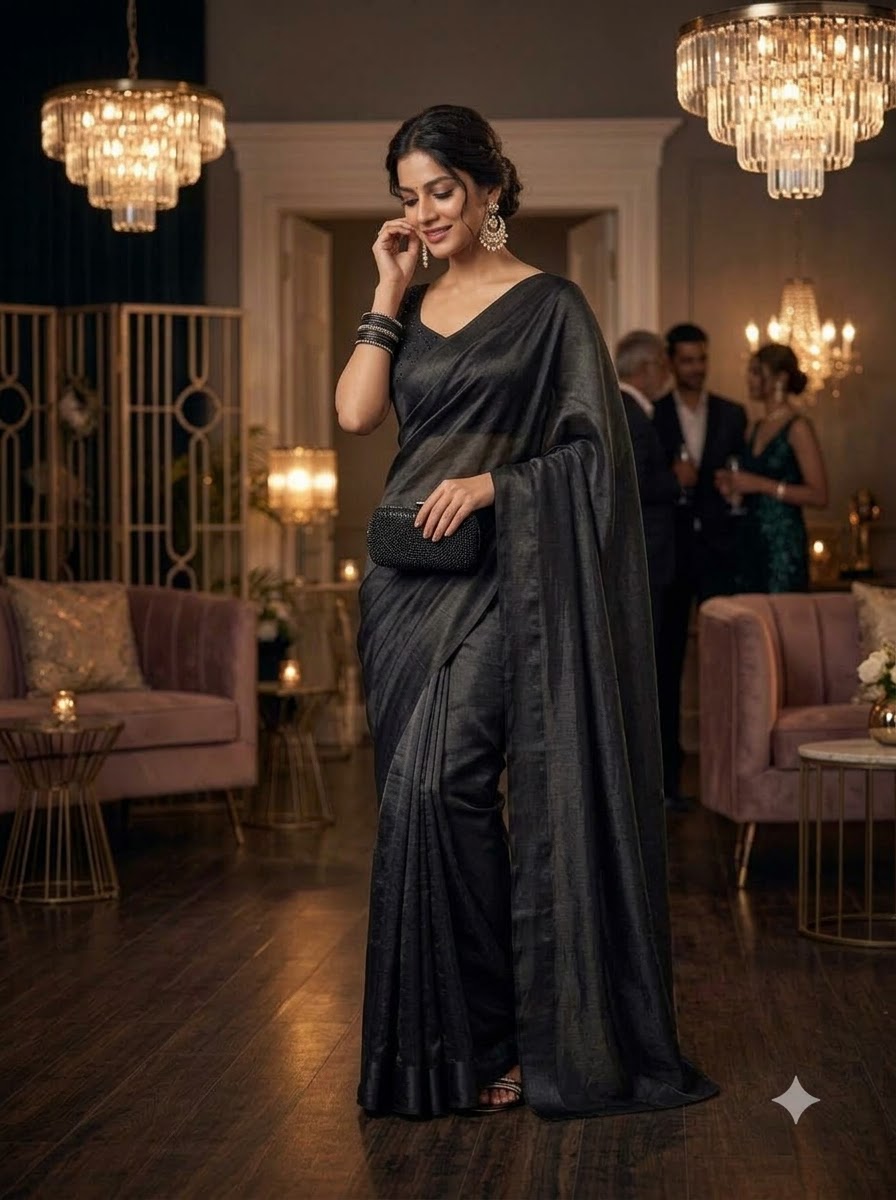 Night Out Glam Satin Silk Saree