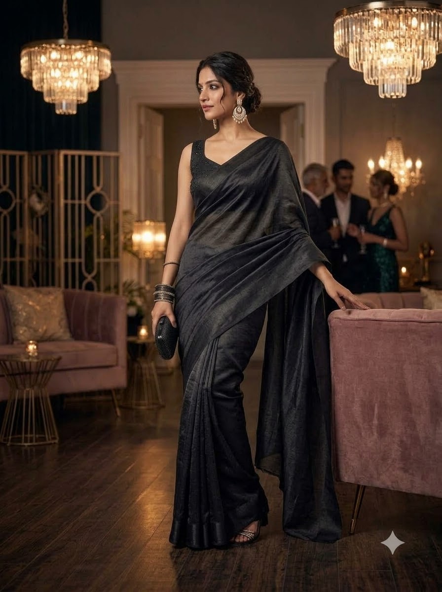 Night Out Glam Satin Silk Saree