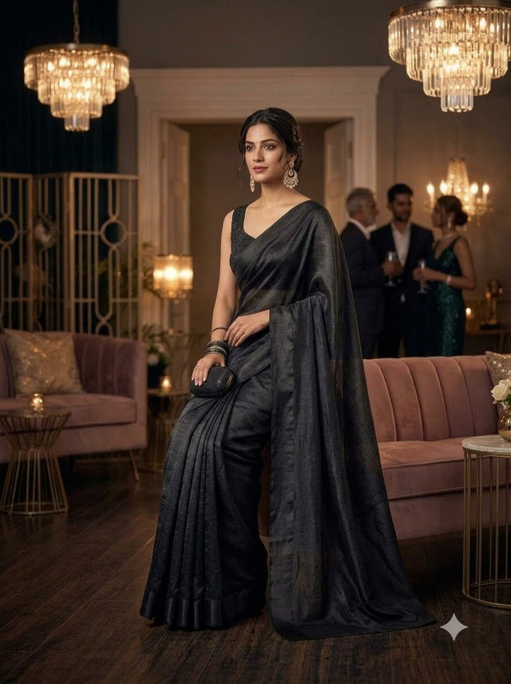 Night Out Glam Satin Silk Saree