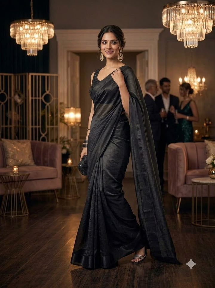 Night Out Glam Satin Silk Saree