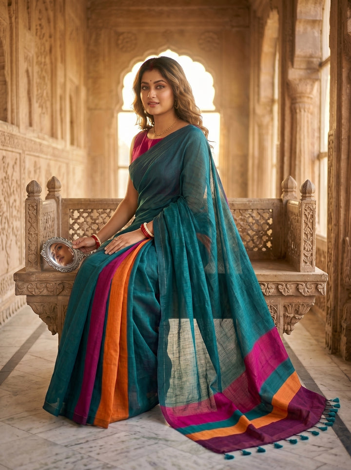 Greatest Glory -Multicolor Khadi Cotton Saree