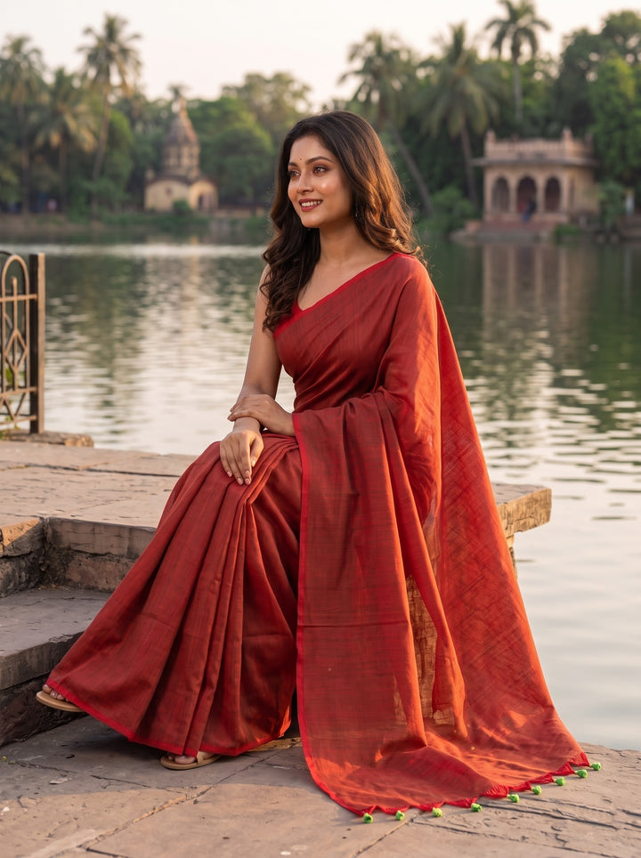 Dual Fun- Bengal Khadi Cotton Saree