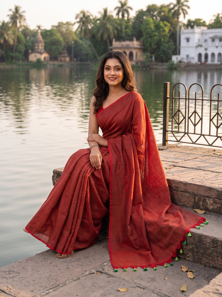 Dual Fun- Bengal Khadi Cotton Saree