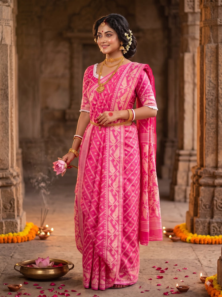 🌸 Rangmohini Bengal Jamdani Saree Set 🌸