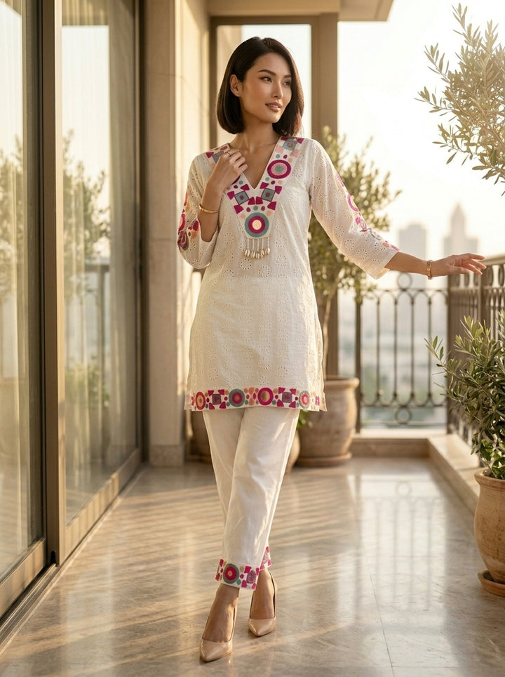 Embroidery Special Cotton Coord Set [Top & Pant]