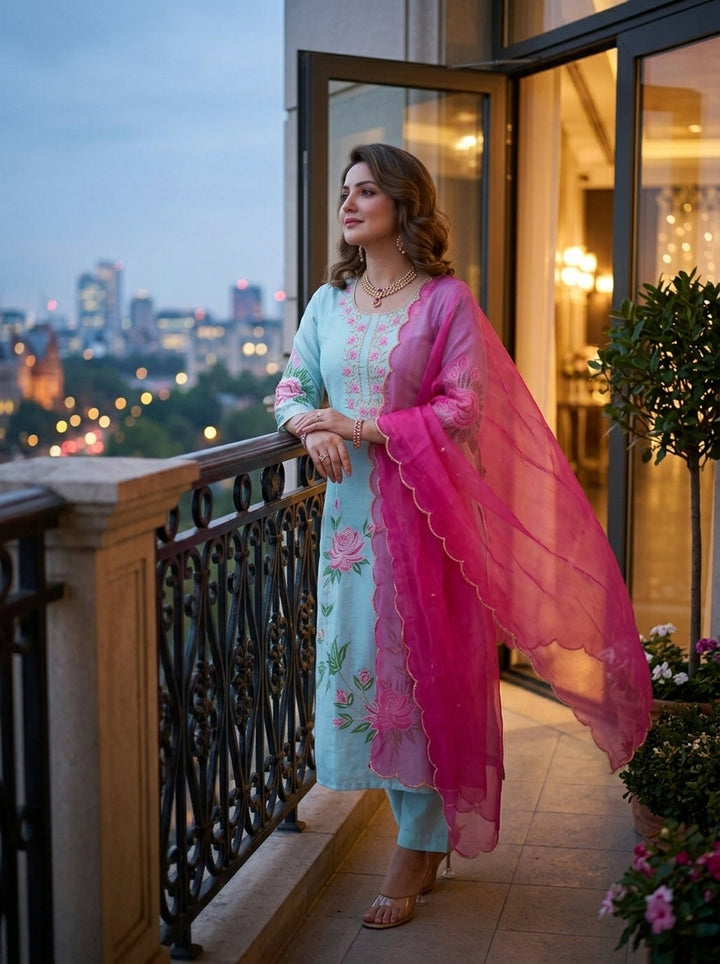 Pink Sky - Cotton Kurti Set