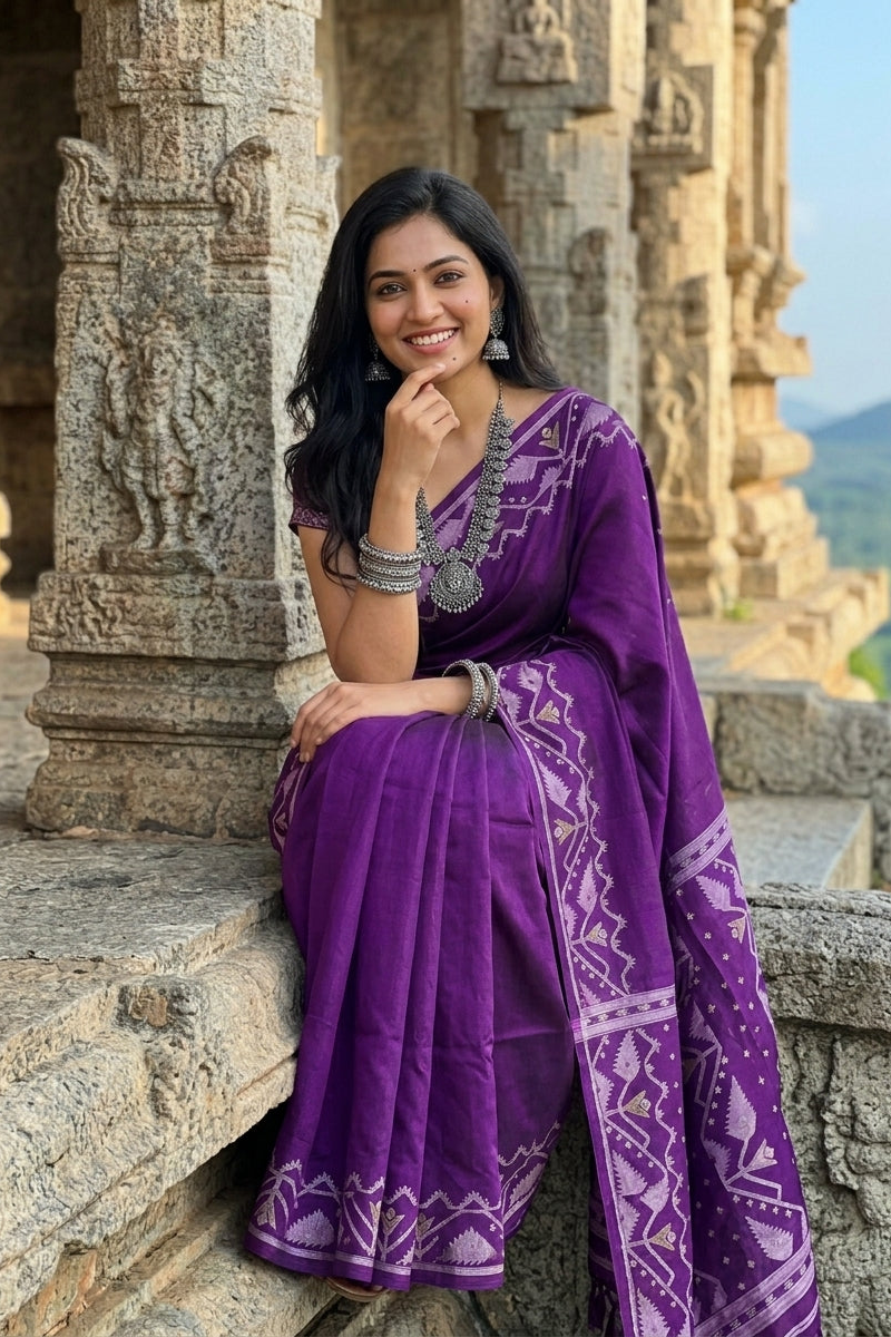 Pother Panchali Gachi Tussar Jamdani Saree