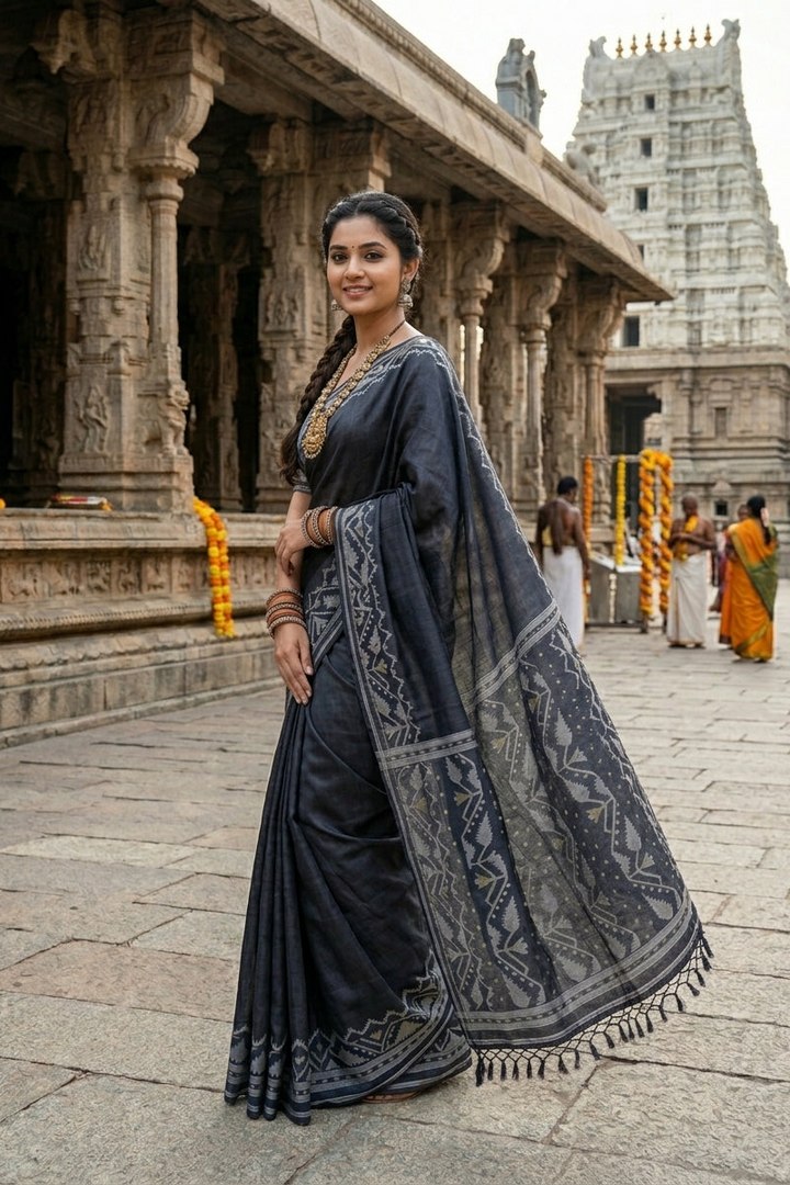 Pother Panchali Gachi Tussar Jamdani Saree