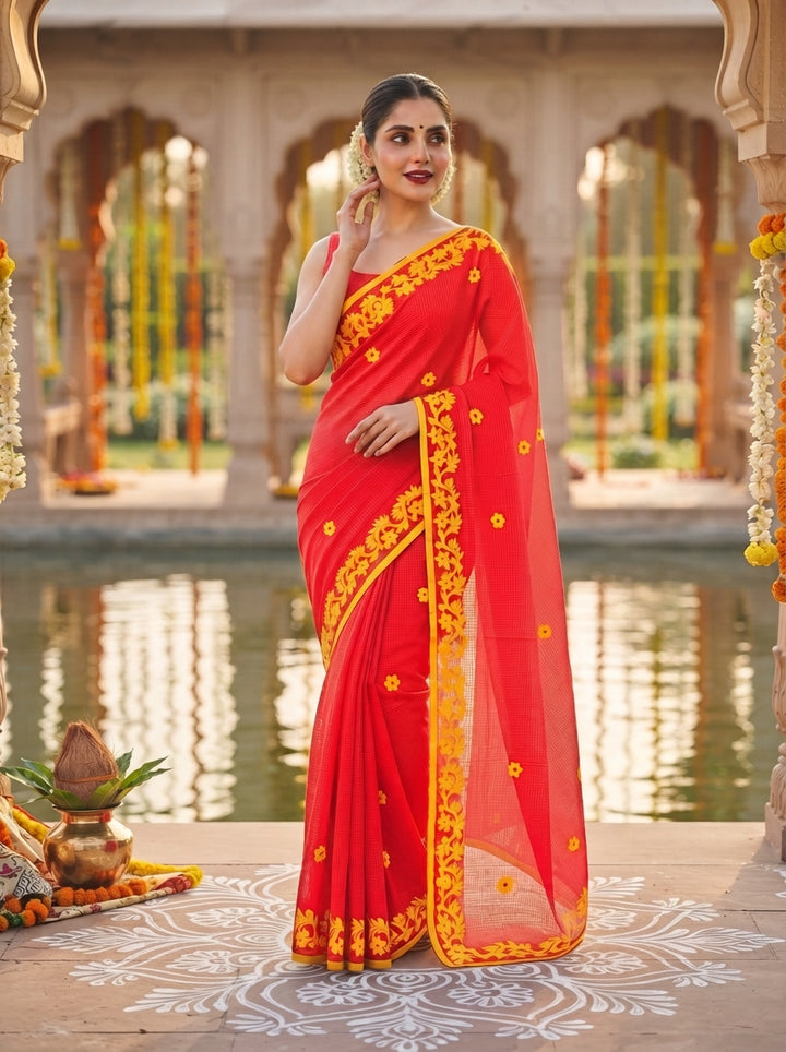 Hridoy rekha Kota Applique Saree