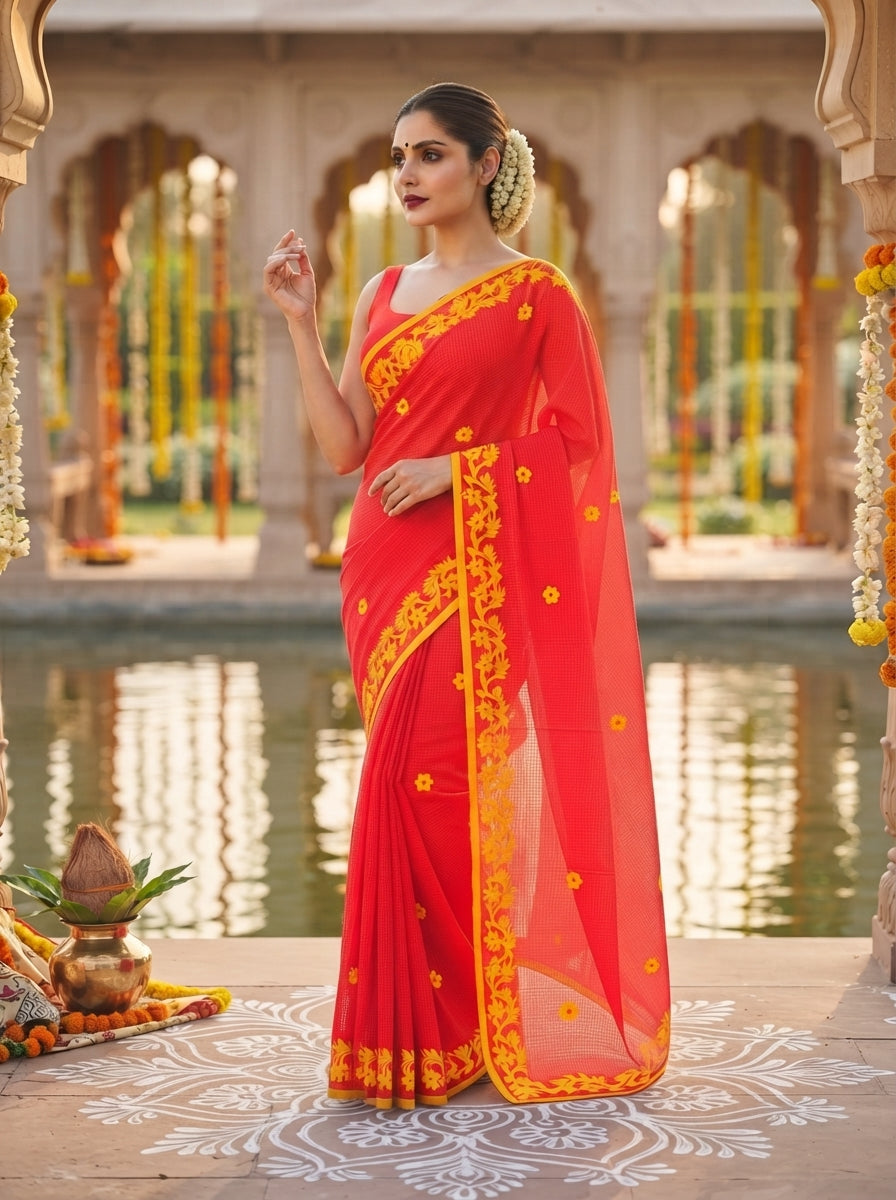 Hridoy rekha Kota Applique Saree