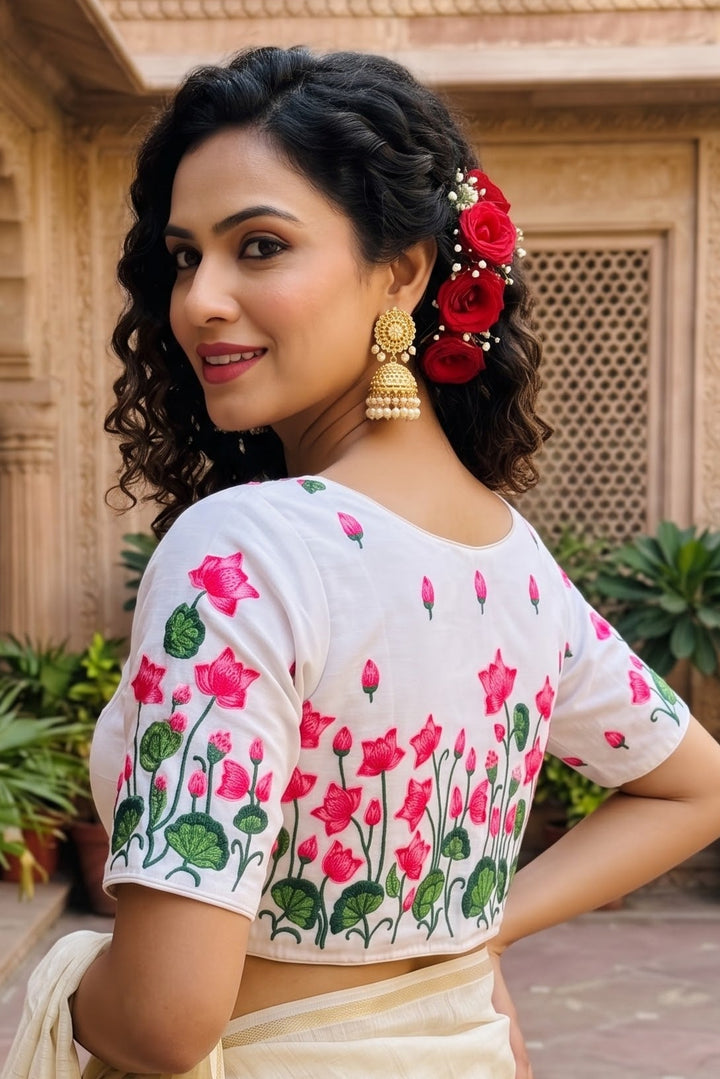 Lotus Majesty Vichitra Silk Blouse
