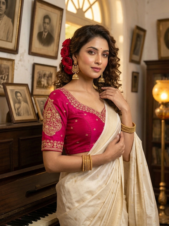 Portrait of Royalty Vichitra Silk Blouse