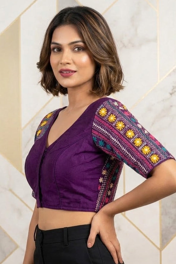 Sunflower Reverie-Multicolor Handwork Blouse