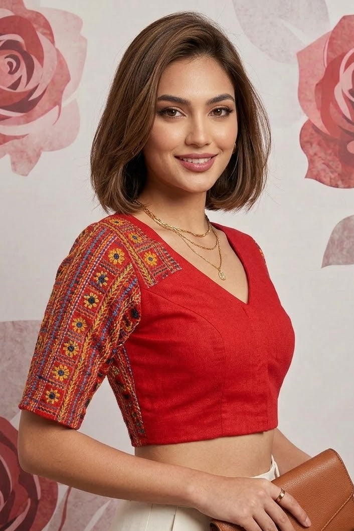 Sunflower Reverie-Multicolor Handwork Blouse