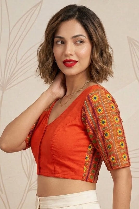 Sunflower Reverie-Multicolor Handwork Blouse