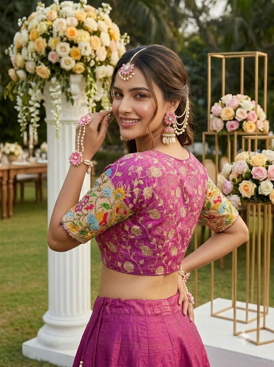 Language of Flowers – Designer Tissue Jacquard Blouse
