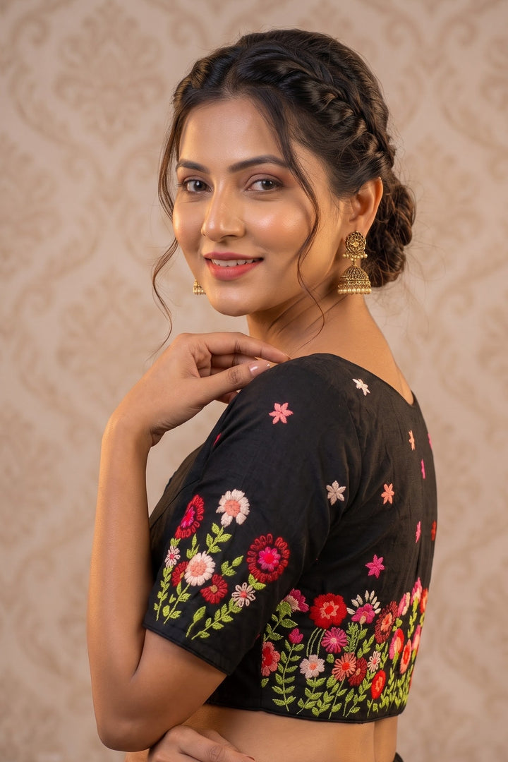 Blooming Paradise – Handstitched Designer Blouse