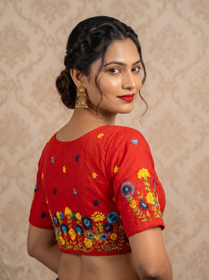 Blooming Paradise – Handstitched Designer Blouse
