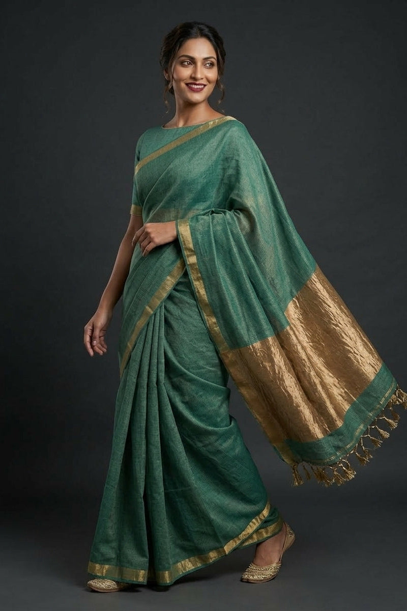 Chakro Rekha Tissue Linen Saree