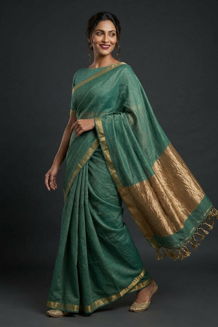 Chakro Rekha Tissue Linen Saree