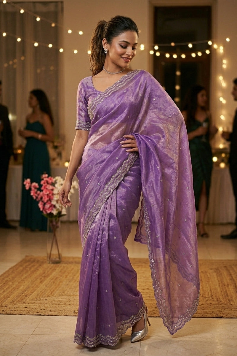 Ethnic Spiral Fancy Silk Saree
