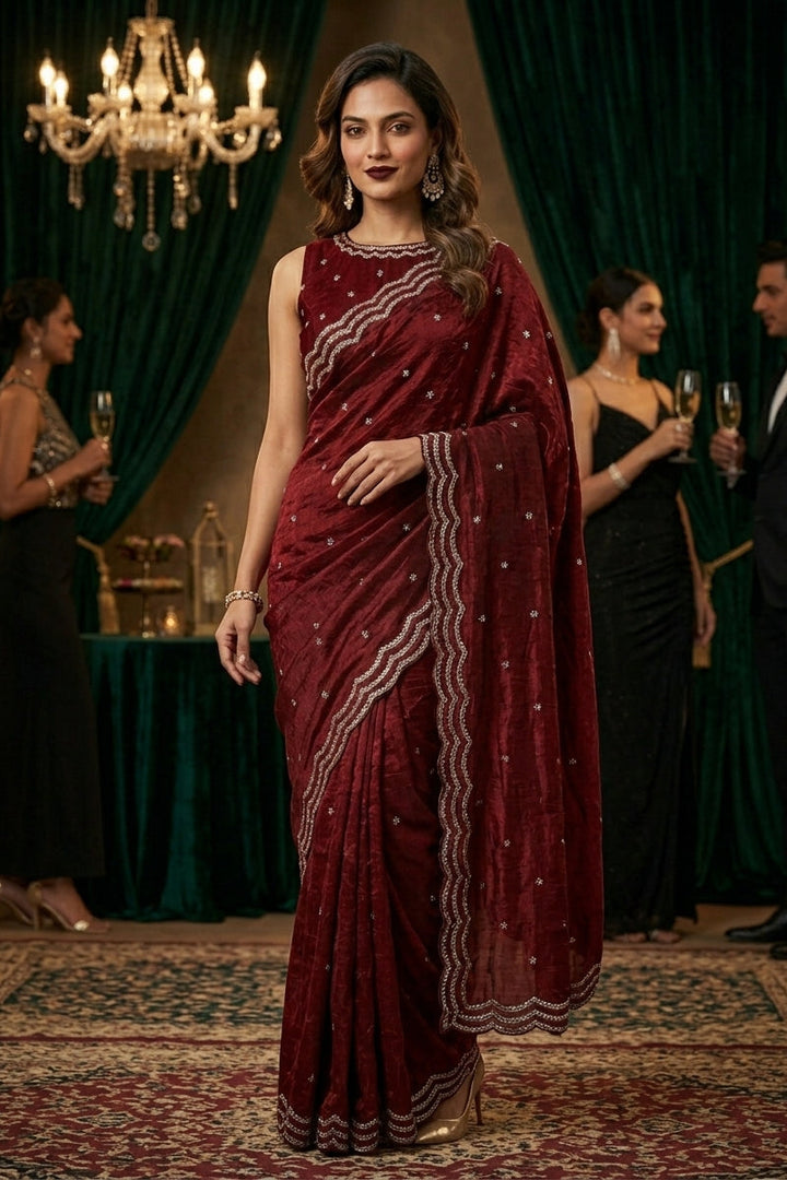 Ethnic Spiral Fancy Silk Saree
