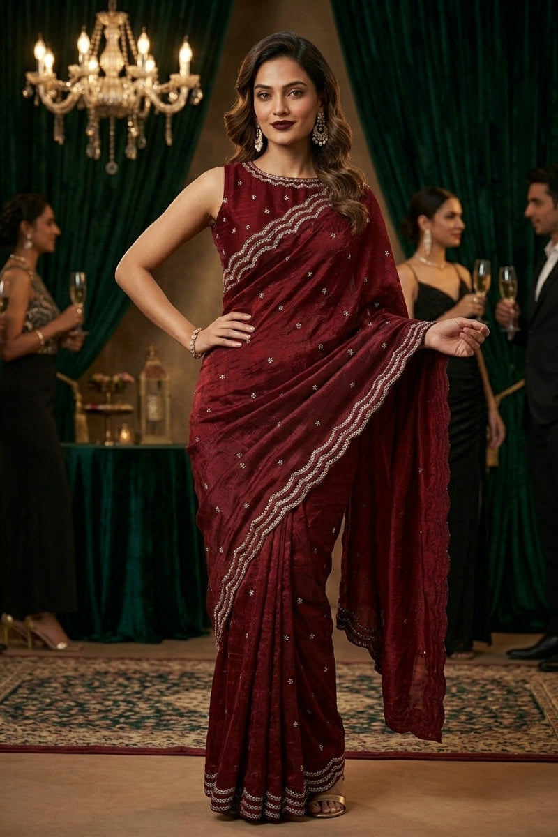 Ethnic Spiral Fancy Silk Saree