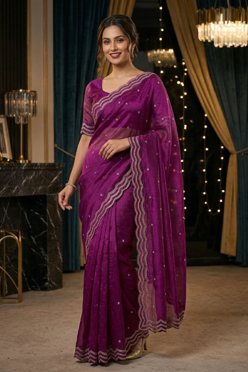 Ethnic Spiral Fancy Silk Saree