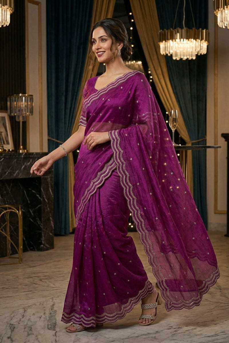 Ethnic Spiral Fancy Silk Saree