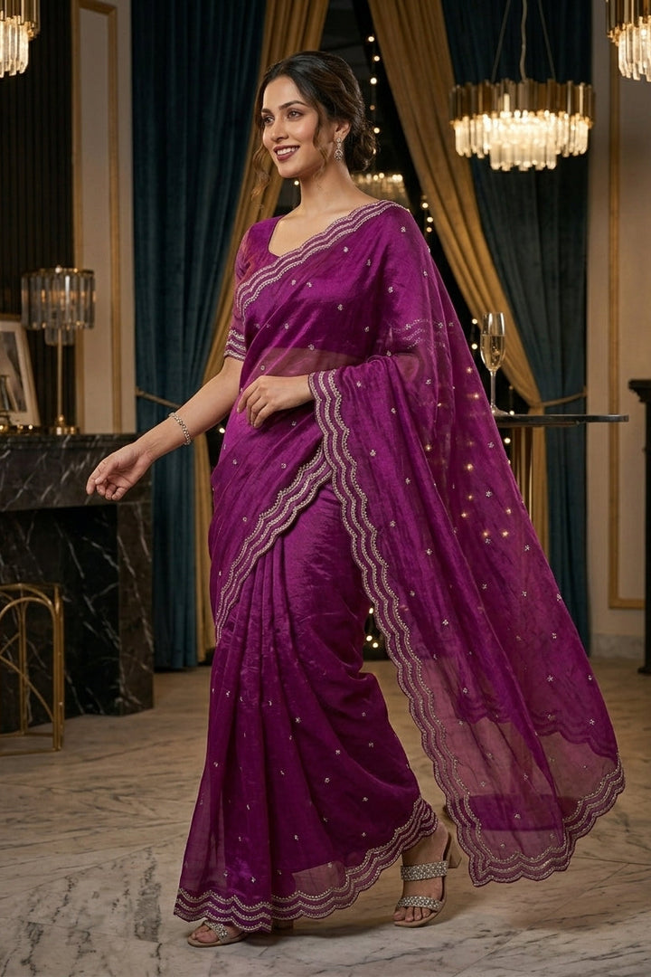 Ethnic Spiral Fancy Silk Saree